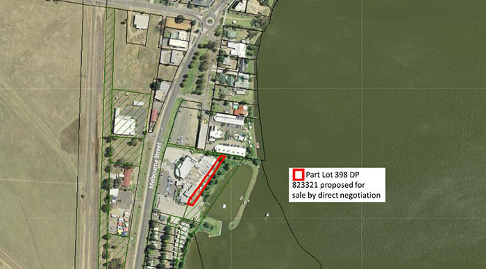 Aerial map of proposed sale of land at Mulwala