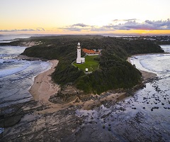 Sun setting over Norah Head Lighthouse, Norah Head.