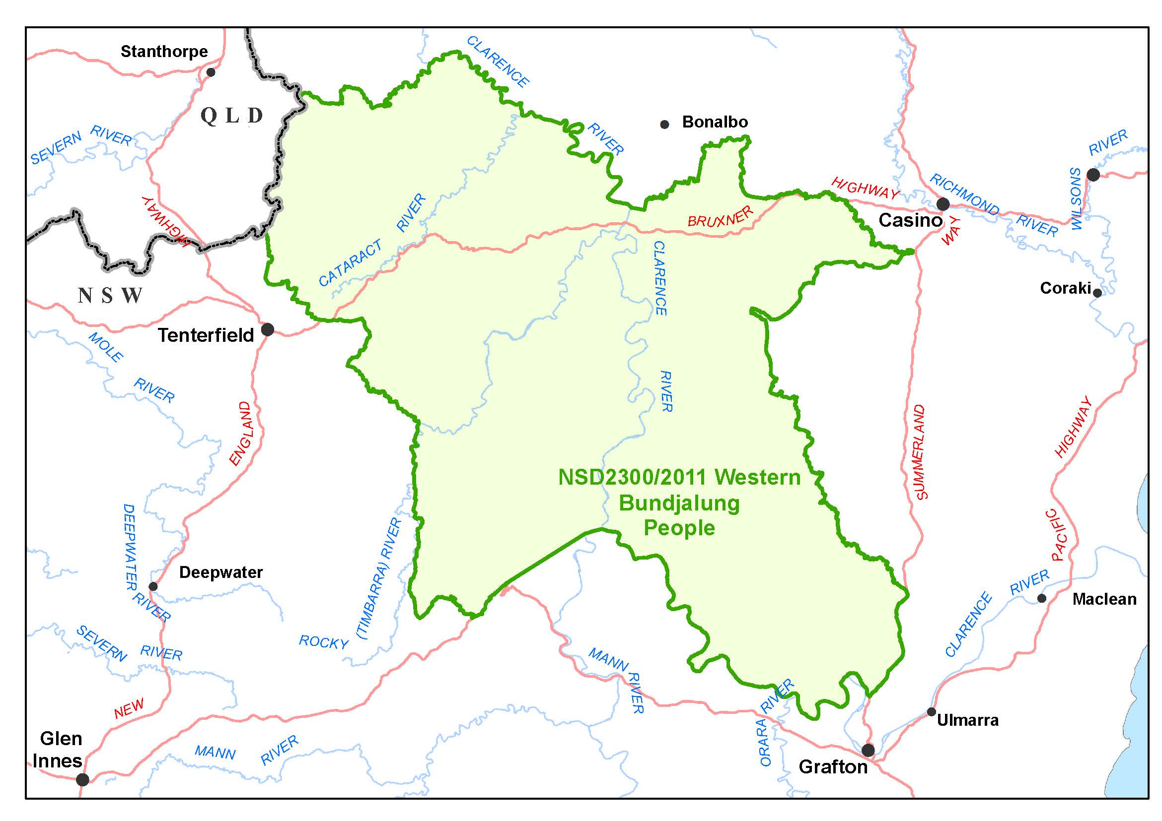 Western Bundjalung determination map