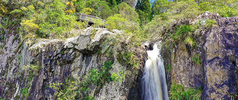 Lookout deck over waterfall