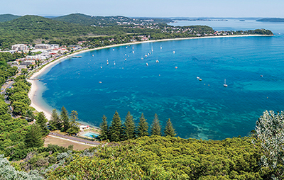 Shoal Bay from Tomaree Headland. Shoal Bay, NSW.