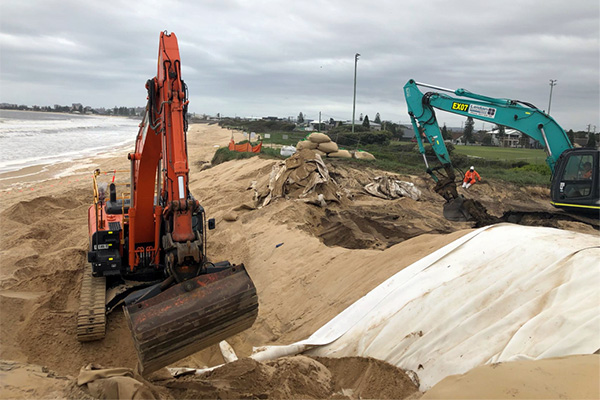 Waste removal at Stockton beach
