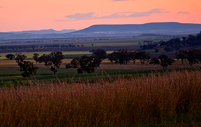 Sunset over western landscape