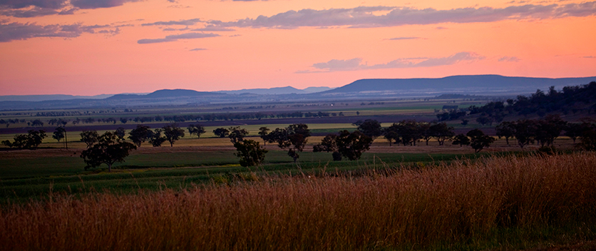 Landscape at dusk outside of Carroll. Liverpool Plains, NSW