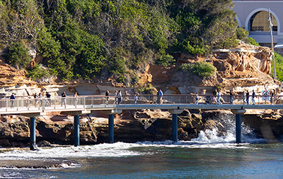 People walking on renovated boardwalk at Terrigal. Credit: Deborah Griffin