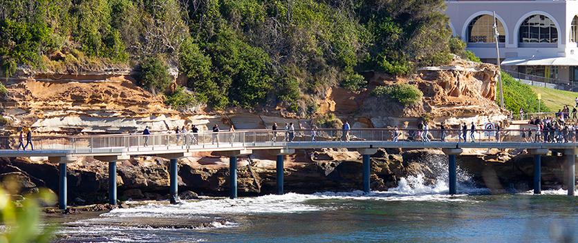 People walking on renovated boardwalk at Terrigal. Credit: Deborah Griffin