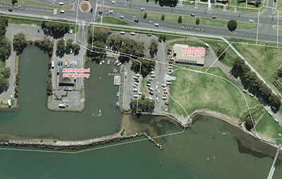 Aerial view of Berkeley Boat Harbour