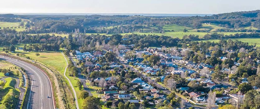 An aerial view of homes in Cooma.