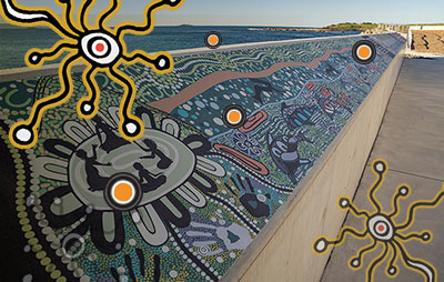 Port Kembla aboriginal art on walkway
