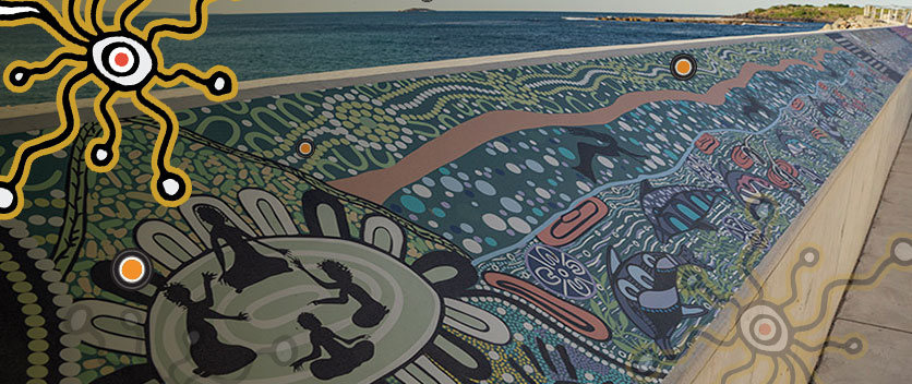 Port Kembla aboriginal art on walkway
