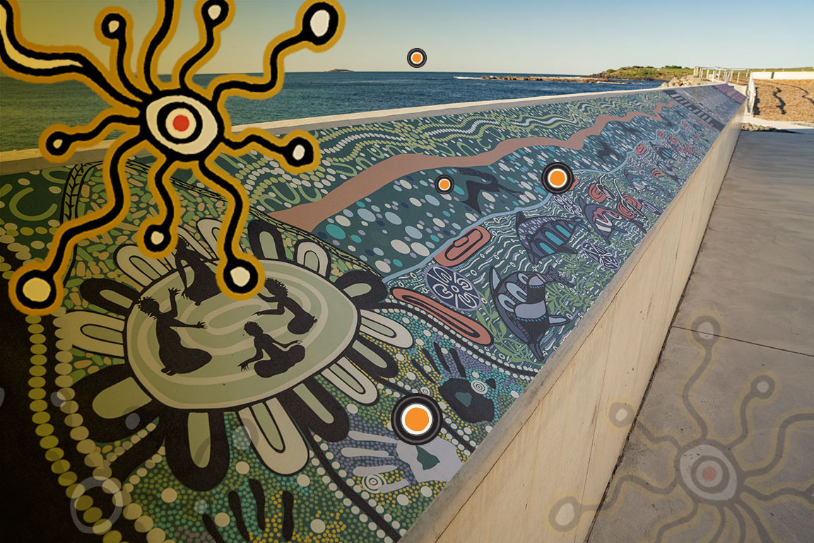 Port Kembla aboriginal art on walkway