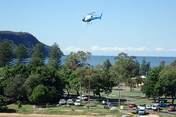 A helicopter was used to transport materials to the difficult to access area