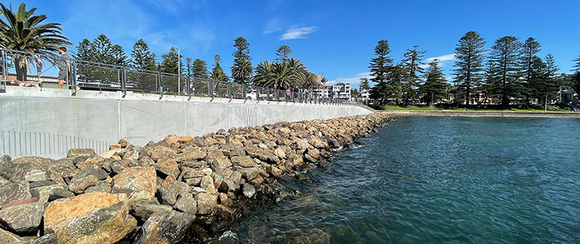 Upgraded Kiama seawall