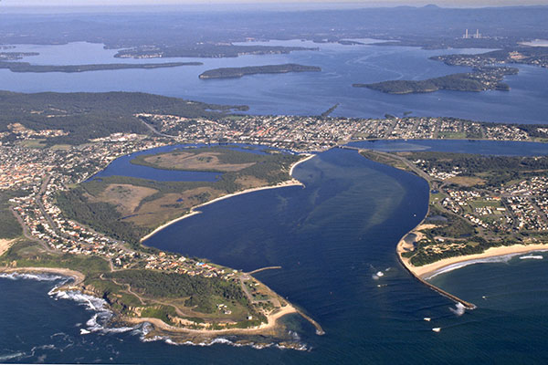 Aerial view of Swansea at Lake Macquarie. Credit: John Lugg, DPE