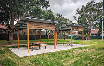New sheltered barbecue tables in Martin Reserve