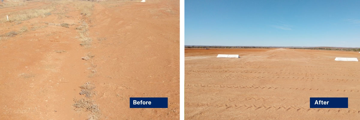 Tibooburra Aerodrome runway before and after images