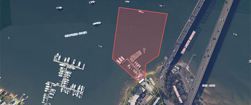 Aerial view of Tom Ugly's Marina