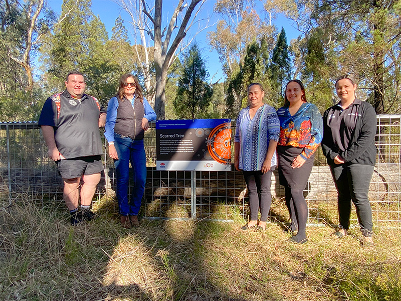 Coonabarabran LALC CEO, Brandon Nixon, Crown Lands Group Leader, Jacky Wiblin and Naomi Stanton, Alicia Stanton and Talisha Kuras of Coonabarabran LALC. Image credit: No image credit.