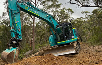 Fire trail being upgraded at Loftus Creek, Sutherland with constructions grader