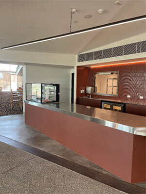Commercial servery counter in dining room