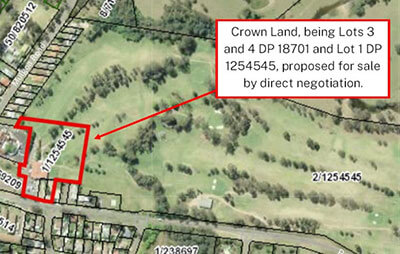 Aerial view of map outlining Crown land of proposed sale at Wallacia