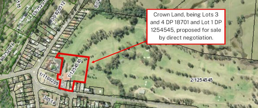 Aerial map of proposed land at Crown land at Nepean Gardens