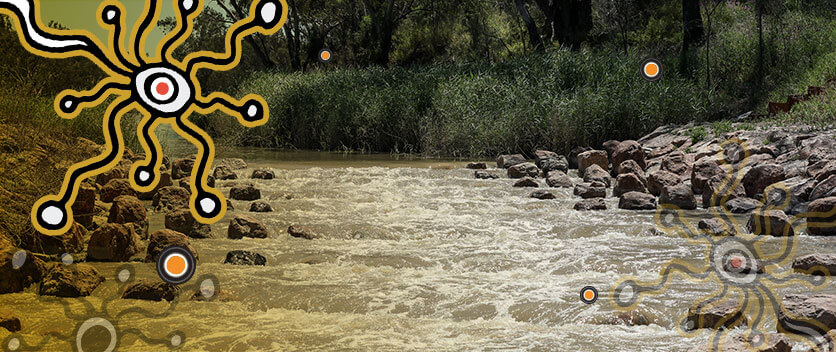 Water flowing over Brewarrina fish traps