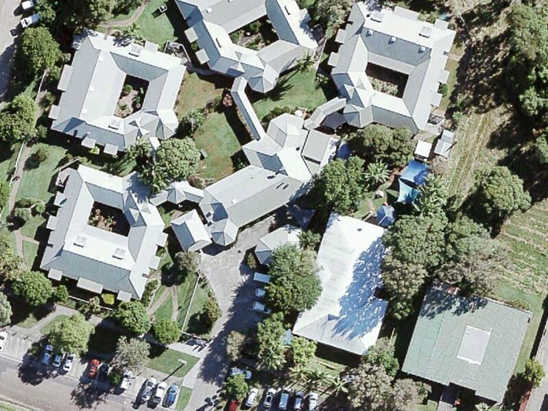 Aerial view of St Andrew's Village aged care facility at Byron Bay