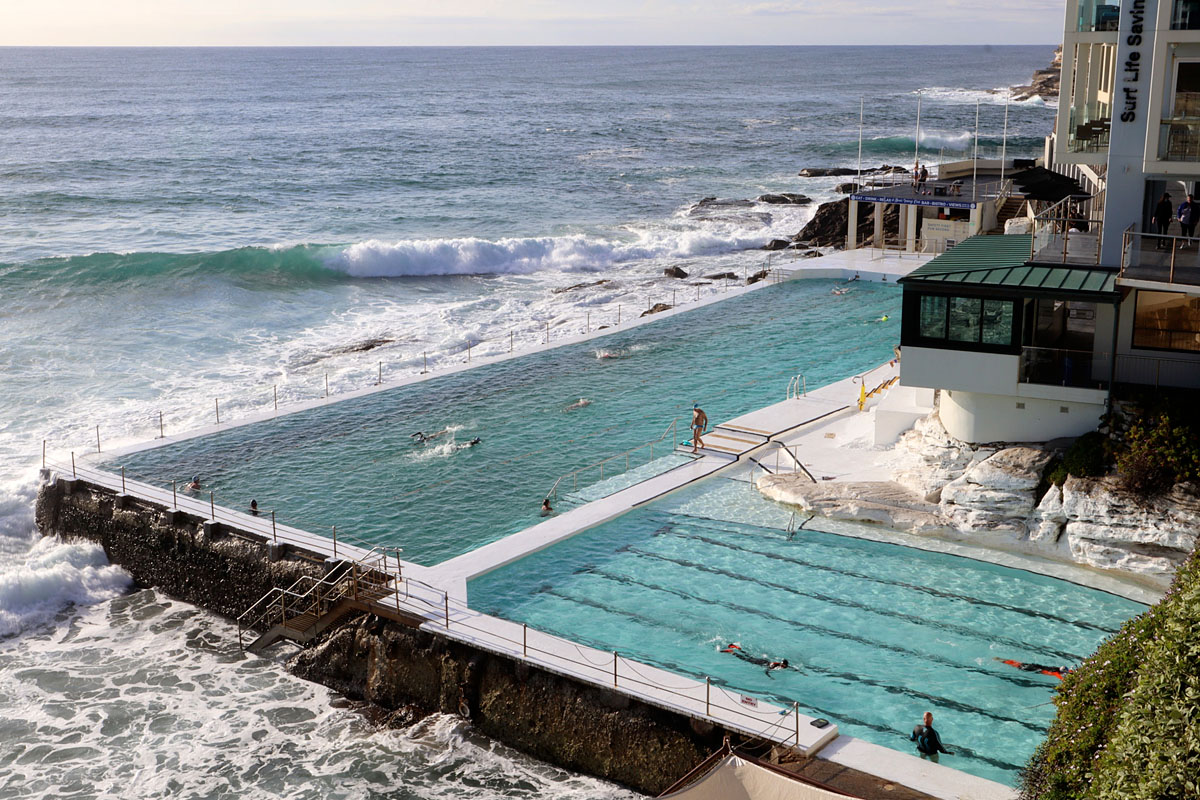 Swimmers in Icebergs Ocean Pool at the south end of Bondi Beach, NSW. Credit: Camilla Theakstone / DPE