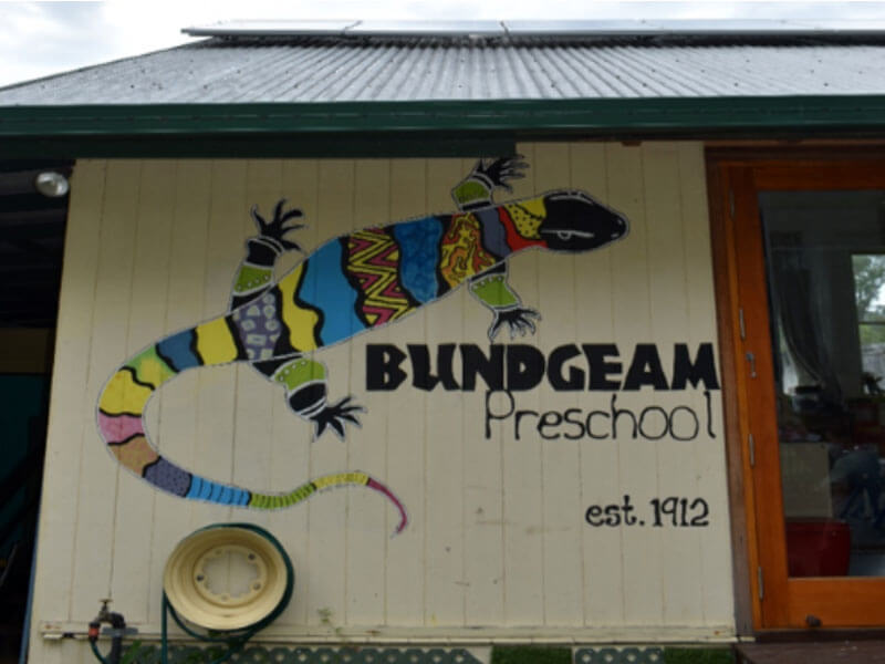Entrance doorway and sign on wall to Bundgeam Preschool