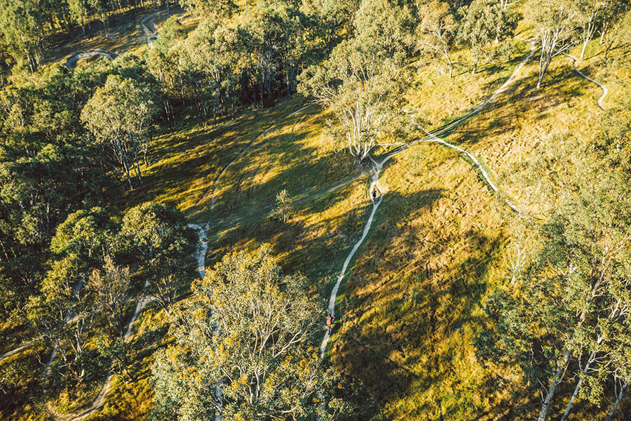 Areal view of the bike track, Dungog Common