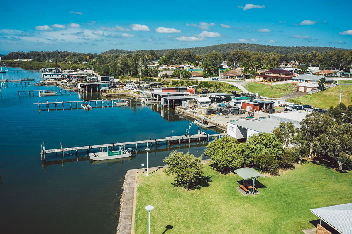 Industry along Kuruah River, Sawyers Point, Karuah NSW. Credit: NSW Department of Planning, Housing and Infrastructure / Brad Chilby