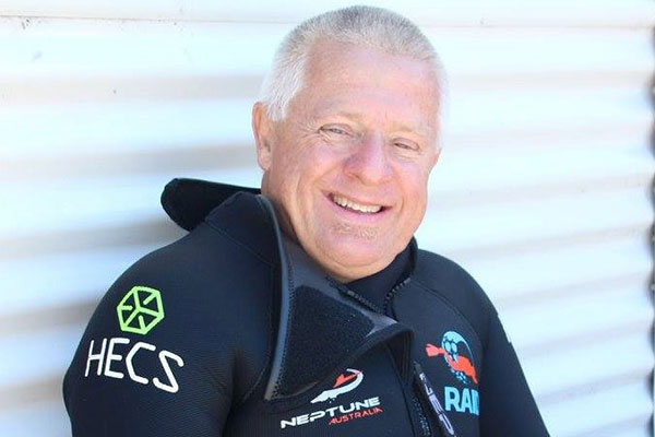 Disabled scuba driver Bob Staddon of Warners Bay Disabled scuba river Bob Staddon of Warners Bay