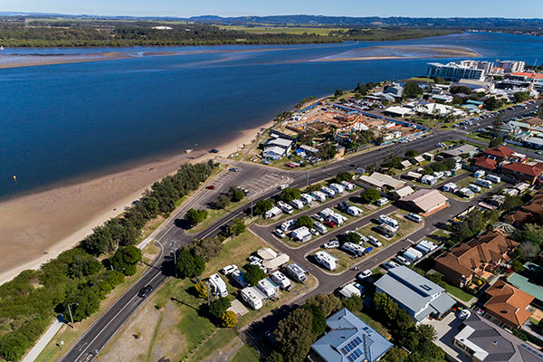 aerial view of Reflections Ballina holiday park Reflections Ballina holiday park will be used for flood recovery accommodation