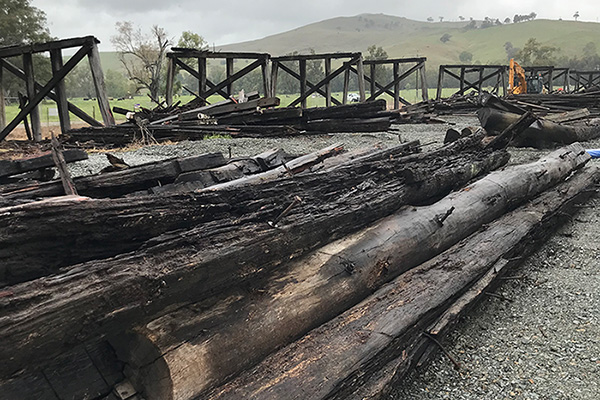 Salvaged timber from the Prince Alfred Bridge.