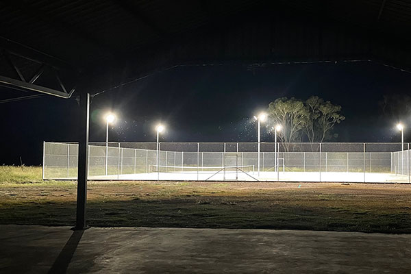The new tennis courts under lights