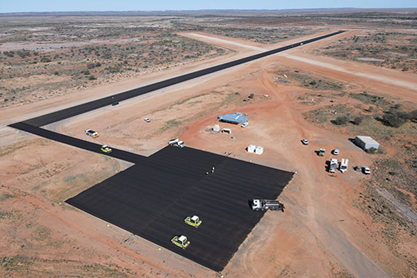 Aerial view of Tibooburra Aerodrome upgrade underway.