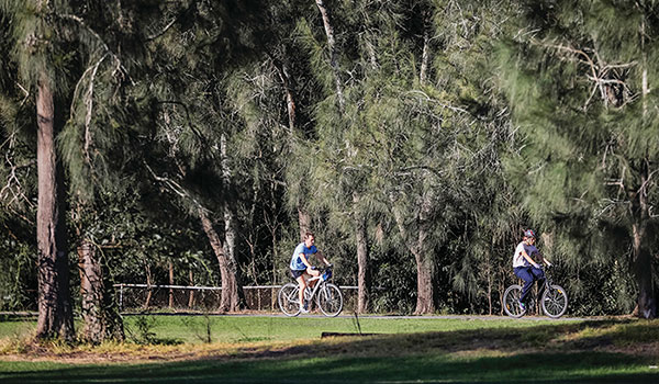 People cycling in Crown land reserve