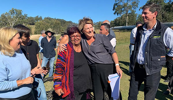 Karuah Local Aboriginal Land Council Chair Michelle Perry Minister Melinda Pavey celebrates the agreement with Karuah Local Aboriginal Land Council Chair Michelle Perry