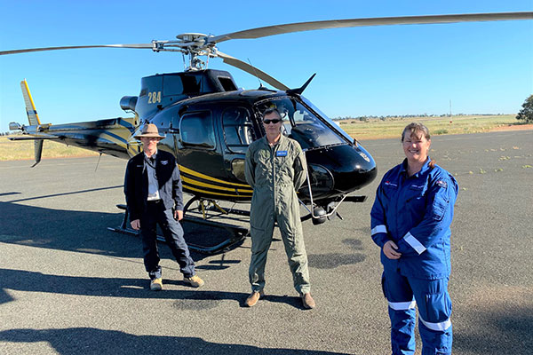 Pilot Ken Jakobi, Dan Cross (Crown Lands) and Cindy Garner (Crown Lands)