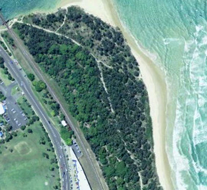 Aerial view of the area near Orlando Creek where the land is located.