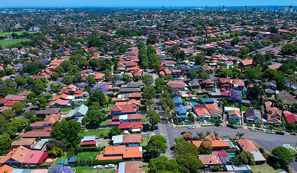 Aerial view of suburban houses Aerial view of suburban houses